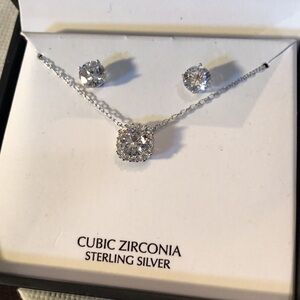 Giani Bernini Sparkling Cubic Zirconia Sterling Silver Necklace Earrings Box Set